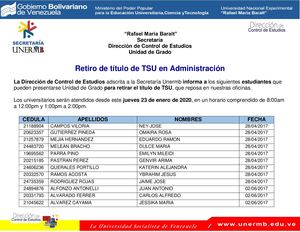 Retiro De Titulo De Tsu