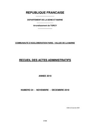 Recueil n°24 - Novembre/Décembre 2019