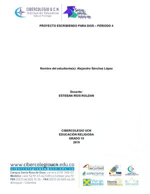 Proyecto Religión Período 4 Grado Décimo