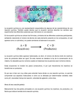 Trabajo De Ecuaciaciones Químicas