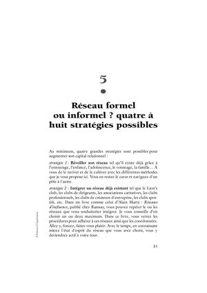 Chapitre 5 - Réseau formel ou informel ? quatre à huit stratégies possibles