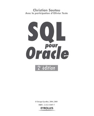 Partie 2 : PL/SQL - Chapitre 6 : Bases du PL/SQL