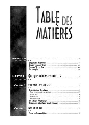 Table des matières