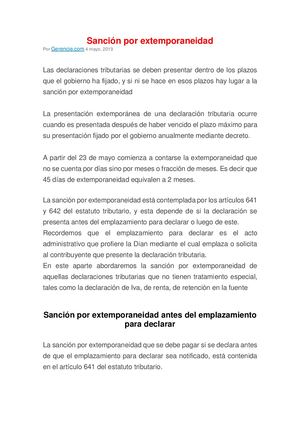 Sanción Por Extemporaneidad