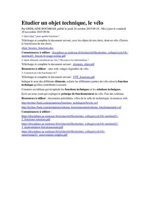 Etudier Un Objet Technique