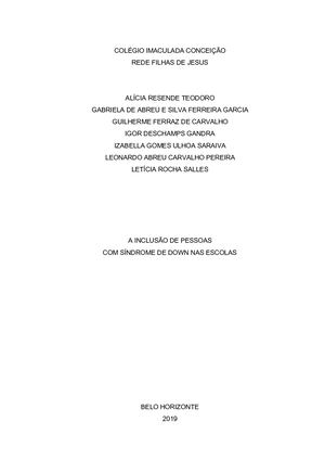 A INCLUSÃO DE PESSOAS COM SÍNDROME DE DOWN NAS ESCOLAS