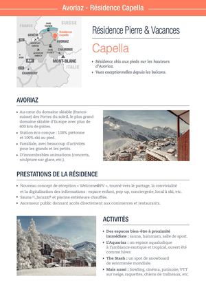 Fiche de synthèse Résidence Pierre & Vacances Capella FR