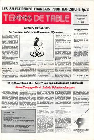1987 10 448 FRANCE TENNIS DE TABLE