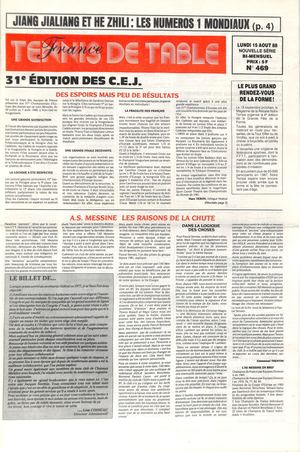 1988 08 469 FRANCE TENNIS DE TABLE