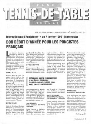 1990 01 504 FRANCE TENNIS DE TABLE JOURNAL