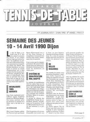 1990 05 511 FRANCE TENNIS DE TABLE JOURNAL