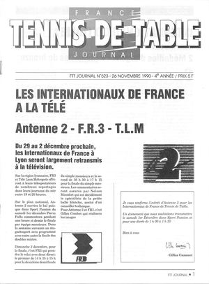 1990 11 523 FRANCE TENNIS DE TABLE JOURNAL