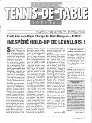1991 04 533 FRANCE TENNIS DE TABLE JOURNAL