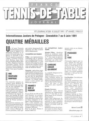 1991 07 538 FRANCE TENNIS DE TABLE JOURNAL