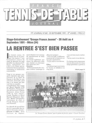 1991 09 542 FRANCE TENNIS DE TABLE JOURNAL