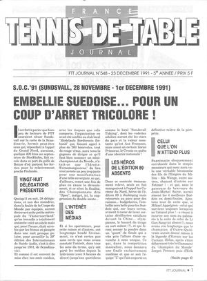 1991 12 548 FRANCE TENNIS DE TABLE JOURNAL