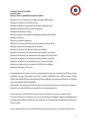 Cérémonie des voeux discours Antoine QUADRINI