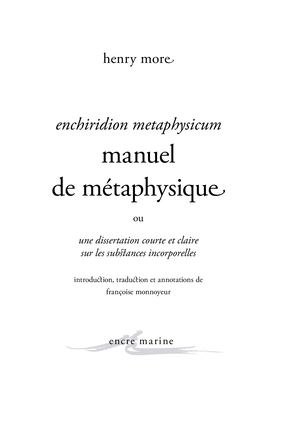Extrait : Henry More - Manuel de métaphysique