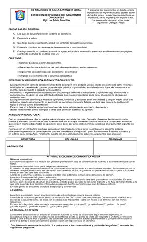 1 Taller Expresion De Opiniones Con Argumentos Coherentes