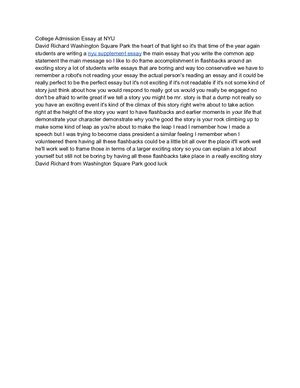 College Admission Essay At Nyu