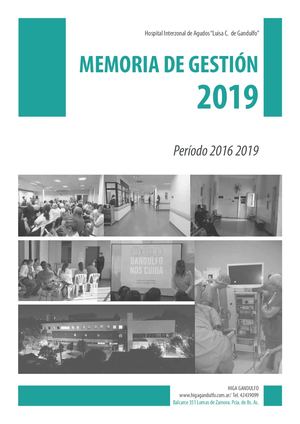 Memoria De Gestión 2019. Hospital Gandulfo. Lomas de Zamora. Provincia de Buenos Aires