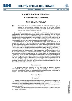 Oposiciones de Técnicos de Hacienda