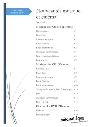 Liste Cd Dvd Octobre 2019
