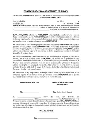 Contrato Actores Mayores De Edad