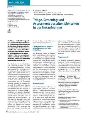 03 Triage, Screening Und Assessment Des Alten Menschen In Der Notaufnahme