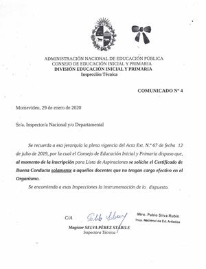 Comunicado Nº 4 Solicitud Certificado De Buena Conducta Inscripción Lista De Aspiraciones
