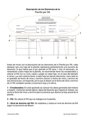 Descripción De Elementos Planilla Por Ra Docx