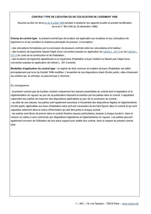 Modèle Contrat De Location Non Meublé.