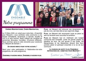 Programme - Ensemble pour Marpent