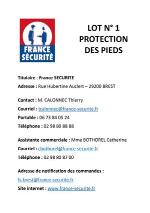 Lot 1 - Protection des pieds