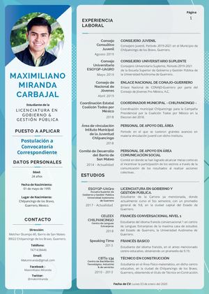 Curriculum Vitae | Maximiliano Miranda Carbajal | 26 De Agosto Del 2019 Rfs