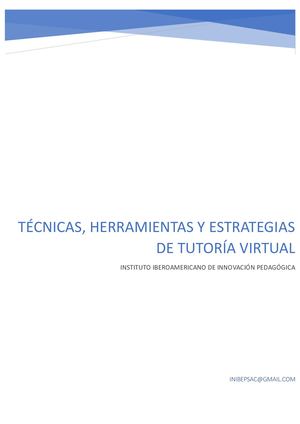 Técnicas, herramientas y estrategias de tutoría virtual.