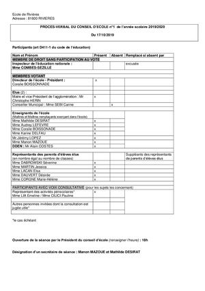 Compte rendu réunion du 17 octobre 2019
