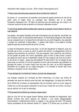 Lectura Anècdotes Conquesta De La Lluna
