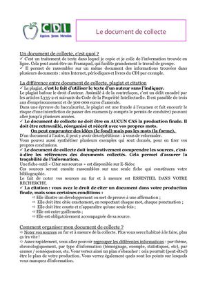Le document de collecte