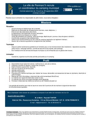 Penmarc'h - Coordinateur camping municipal