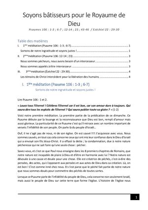 Soyons Bâtisseurs Pour Le Royaume De Dieu