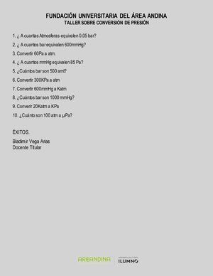 Taller Sobre Conversión De Presión