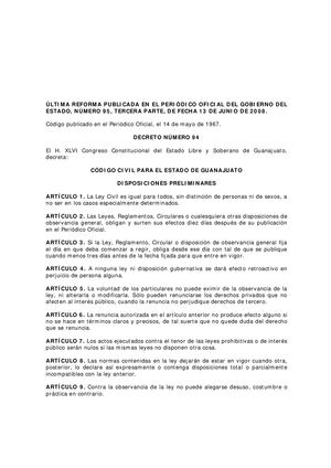 Codigo Civil Para El Estado De Guanajuato
