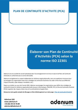 Guide Plan De Continuité D'Activité par Adenium