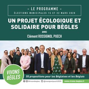 Vivons Bègles : 55 propositions - la liste
