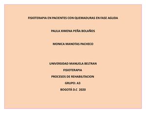 Fisioterapia En Pacientes Con Quemaduras En Fase Aguadas