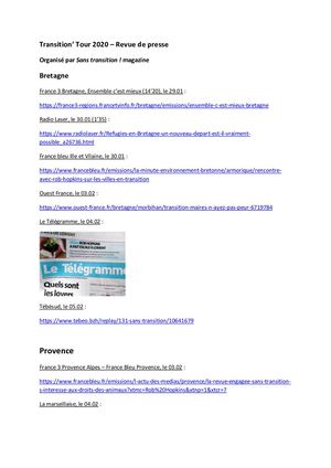 Sans Transition ! Rob Hopkins Février 2020 Revue De Presse