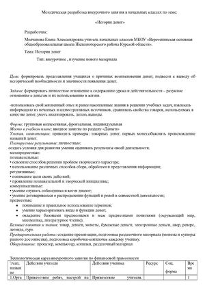 Методическая разработка внеурочного занятия по теме