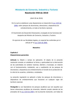 Resolución 958 De 2010