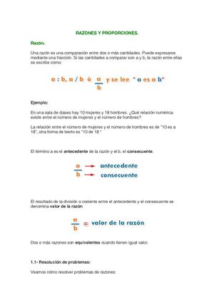 Razones Y Proporciones Materia